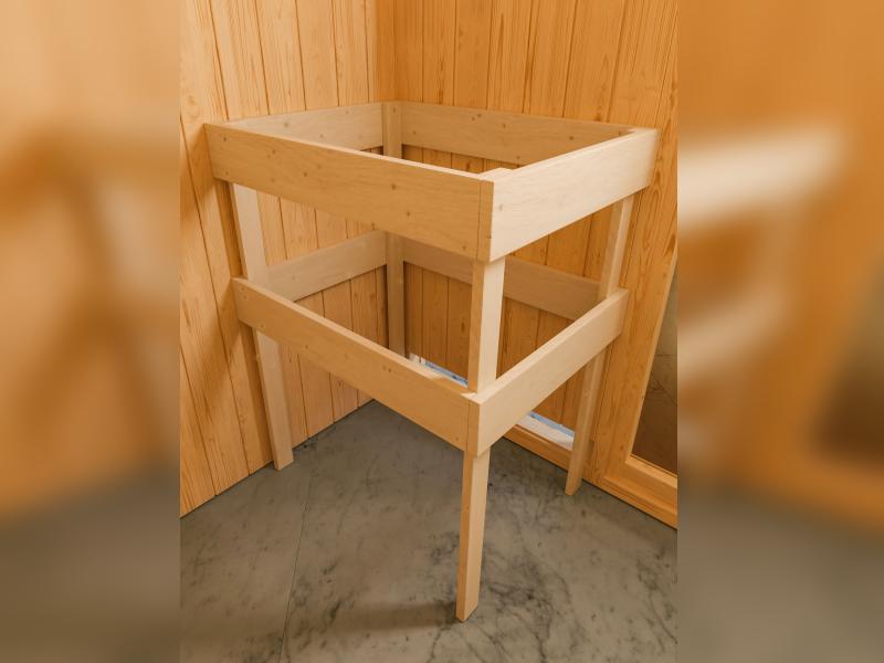 Karibu Sauna Taurin inkl. 9 kW Ofen externe Steuerung, mit Energiespartür - mit Dachkranz -