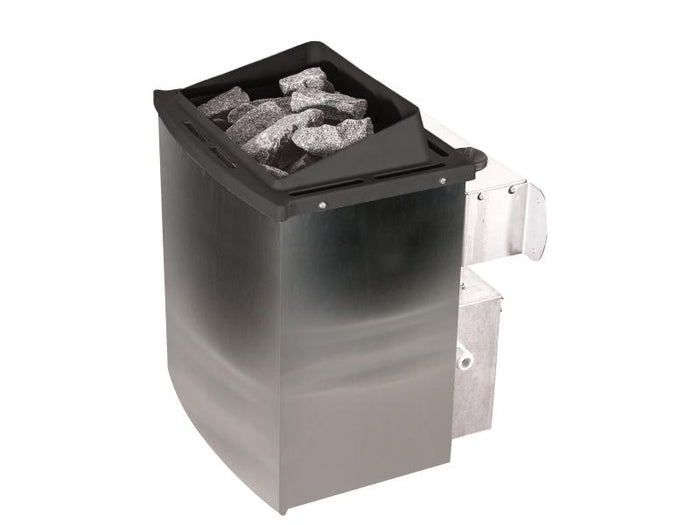 Karibu Sauna Taurin inkl. 9 kW Ofen integr. Steuerung, mit moderner Saunatür - mit Dachkranz -