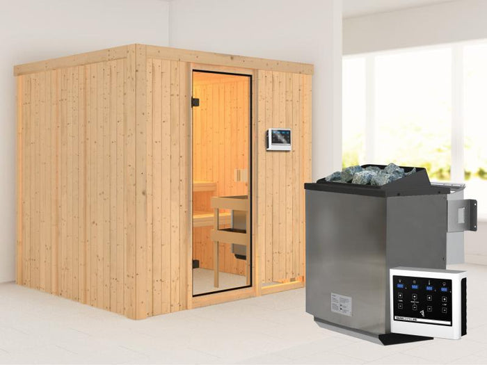 Karibu Sauna Tromsö 68 mm inkl. 9 kW Bioofen ext. Steuerung