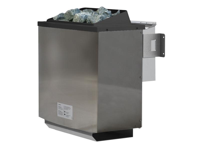 Karibu Sauna Variado inkl. 9 kW Bioofen ext. Steuerung, mit klarglas Ganzglastür -mit Dachkranz-