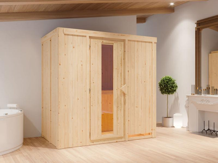 Karibu Sauna Variado inkl. 9 kW Bioofen, mit Energiespartür -ohne Dachkranz-