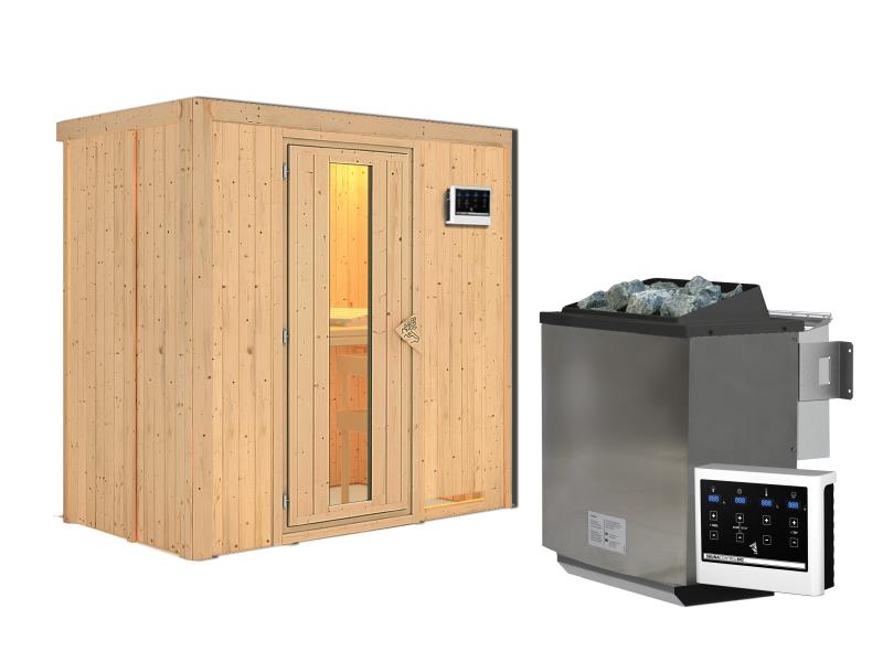 Karibu Sauna Variado inkl. 9 kW Bioofen, mit Energiespartür -ohne Dachkranz-