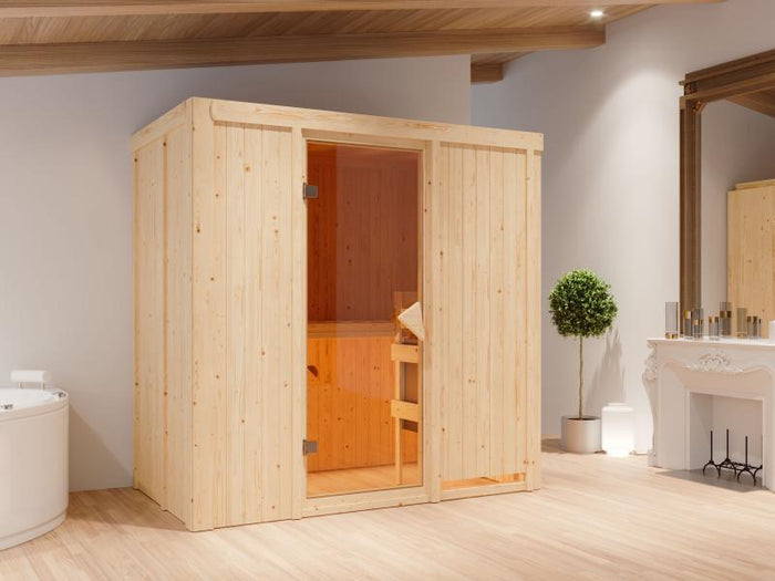 Karibu Sauna Variado inkl. 9 kW Ofen integr. Steuerung, mit klassischer Saunatür -ohne  Dachkranz-