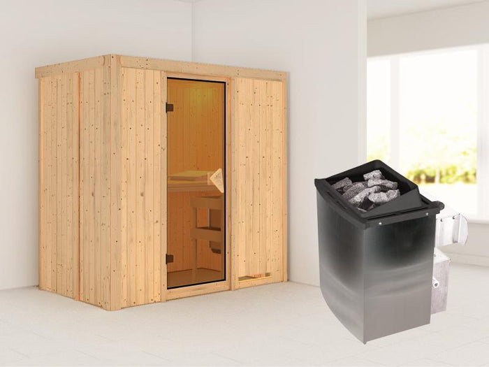 Karibu Sauna Variado inkl. 9 kW Ofen integr. Steuerung, mit klassischer Saunatür -ohne  Dachkranz-