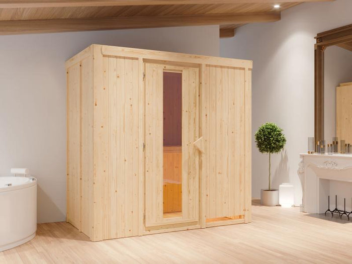 Karibu Sauna Variado inkl.  9 kW Ofen integr. Steuerung, mit Energiespartür -ohne Dachkranz-