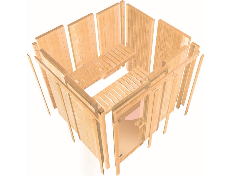 Karibu Sauna Variado inkl. 9 kW Ofen integr. Steuerung, mit Energiespartür -ohne Dachkranz-