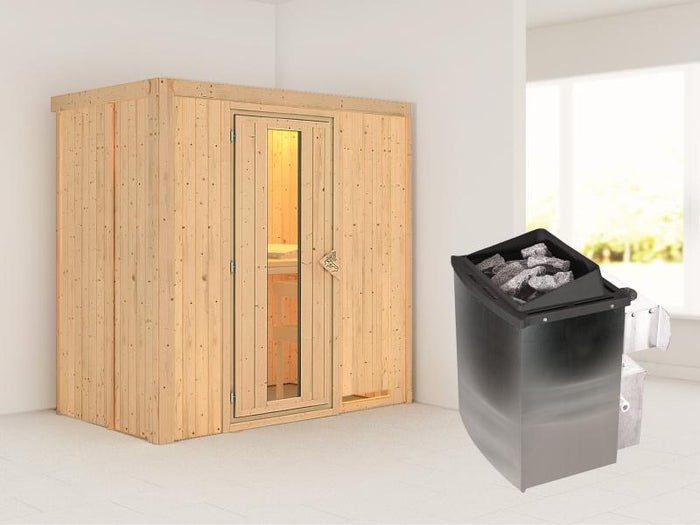 Karibu Sauna Variado inkl.  9 kW Ofen integr. Steuerung, mit Energiespartür -ohne Dachkranz-
