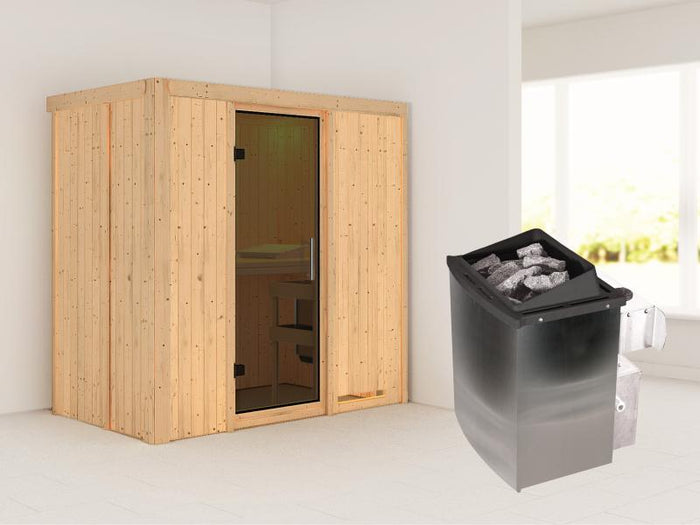 Karibu Sauna Variado inkl. 9 kW Ofen integr. Steuerung, mit moderner Saunatür -ohne Dachkranz-