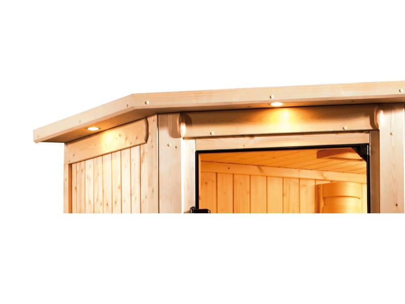 Karibu Sauna Variado inkl. 9 kW Ofen integr. Steuerung, mit moderner Saunatür -mit Dachkranz-