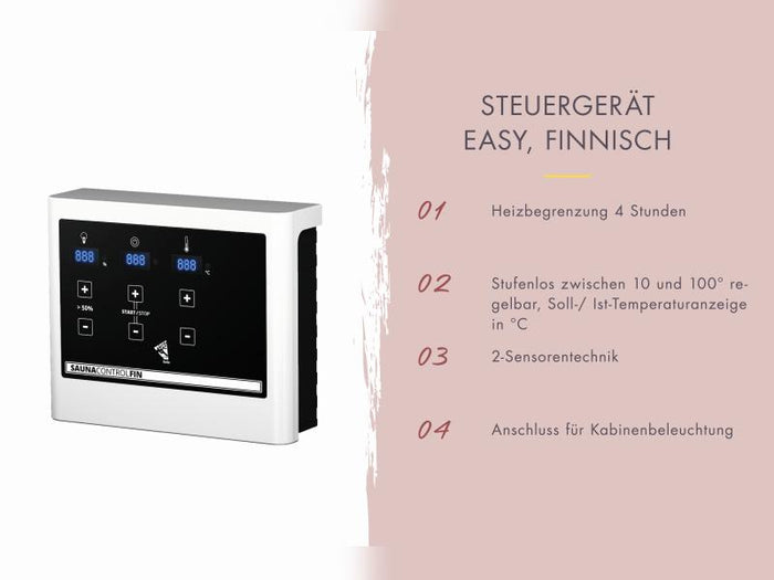 Karibu Saunahaus Angkor 1, 38 mm naturbelassen -inkl. 9 kW Ofen ext. Steuerung-