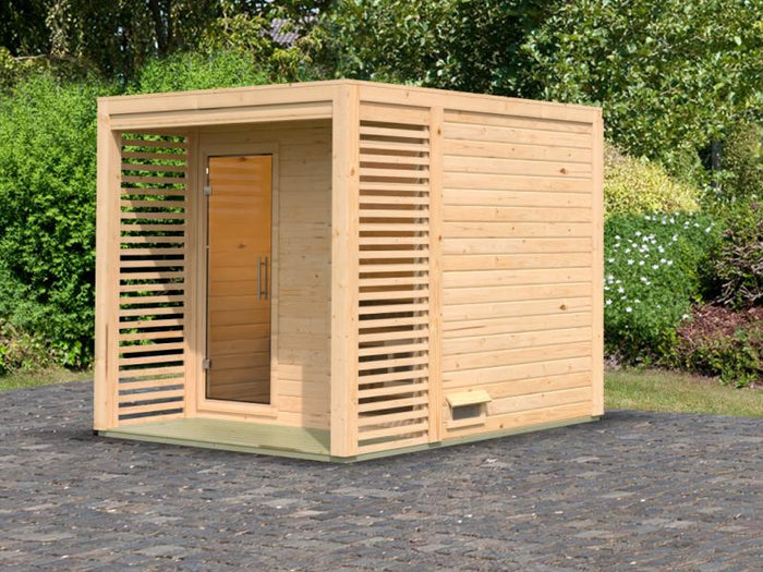 Karibu Saunahaus Angkor 2, 38 mm naturbelassen -ohne Ofen-