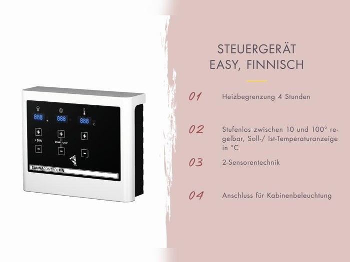 Karibu Saunahaus Angkor 3, 38 mm naturbelassen -inkl. 9 kW Ofen ext. Steuerung-