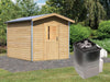 Karibu Saunahaus Bosse 1 mit Vorraum inkl. 9 kW Ofen ext. Steuerung, mit klassischer Tür