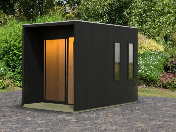 Karibu Saunahaus Catalina, schwarz -ohne Ofen- inkl. Vorraum, 73 mm