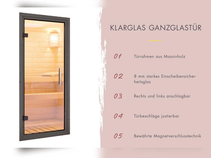 Karibu Saunahaus Catalina, schwarz -ohne Ofen- inkl. Vorraum, 73 mm