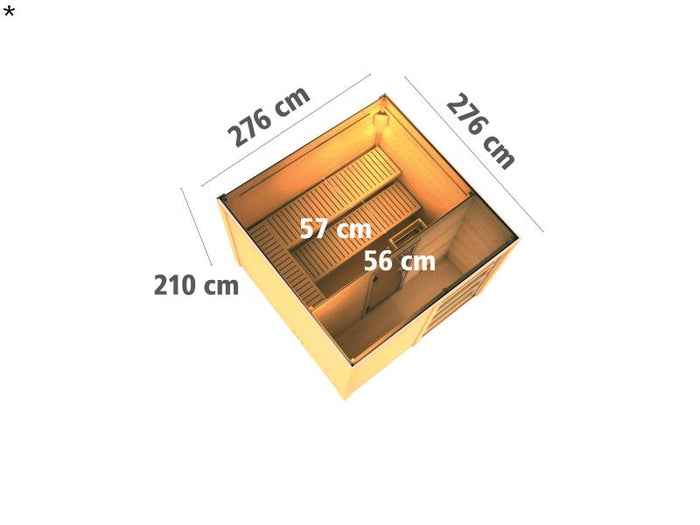 Karibu Saunahaus Cuben terragrau 38 mm ohne Ofen