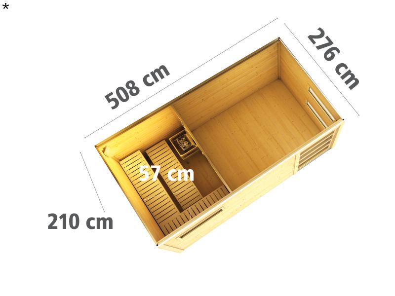 Karibu Saunahaus Hygge 38 mm- naturbelassen- ohne Ofen