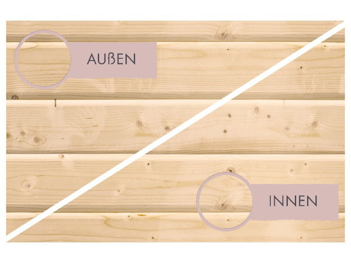 Karibu Saunahaus Hytti 0 38 mm - Ofen 9kW ext. Strg. - Iso Tür naturbelassen