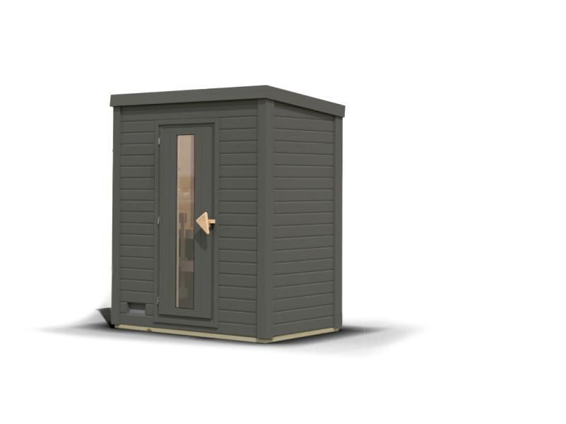Karibu Saunahaus Hytti 0 38 mm - ohne Ofen - mit Iso-Tür, terragrau
