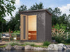 Karibu Saunahaus Hytti 1  38 mm terragrau- inkl. 9 kW Ofen ext. Steuerung - mit Energiespartür und F