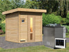 Karibu Saunahaus Hytti 2 38 mm - inkl. 9 kW Bioofen ext. Steuerung - mit Energiespartür und Fußbode