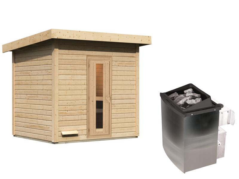 Karibu Saunahaus Hytti 3  38 mm - inkl. 9 kW Ofen integr. Steuerung - inkl. Energiespartür und Fußbo