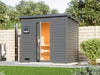 Karibu Saunahaus Hytti 3  38 mm terragrau - inkl. 9 kW Bioofen ext. Steuerung - inkl. Energiespartür