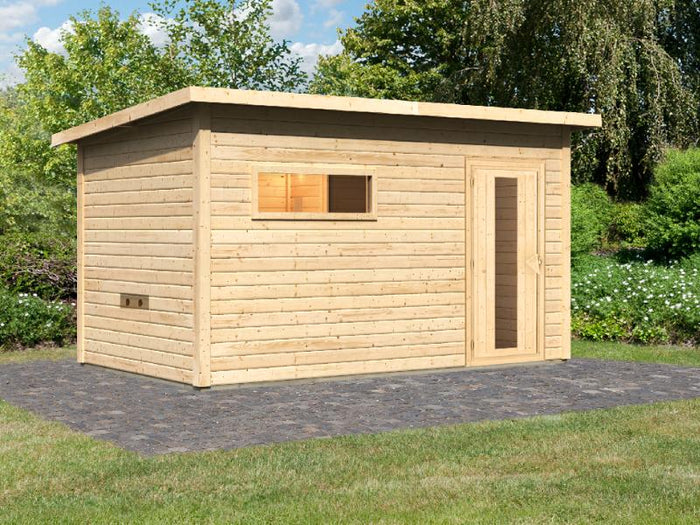 Karibu Saunahaus Hytti 6  38 mm - mit Iso-Tür naturbelassen