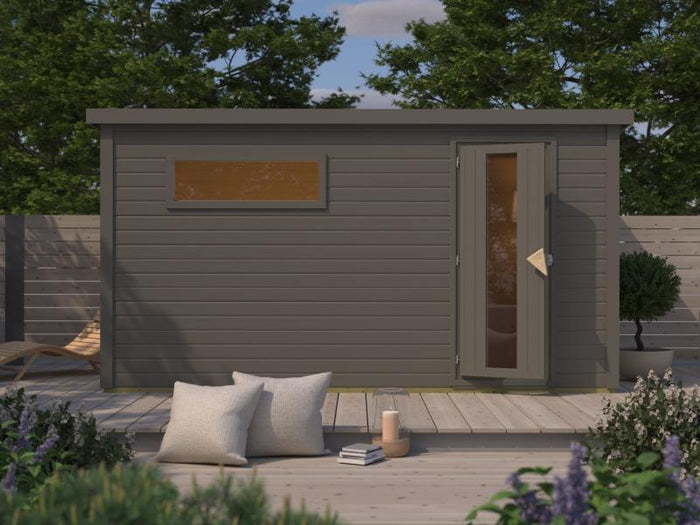 Karibu Saunahaus Hytti 6  38 mm - mit Iso-Tür, terragrau