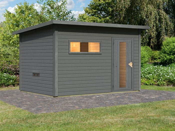 Karibu Saunahaus Hytti 6  38 mm - mit Iso-Tür, terragrau