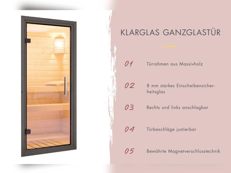 Karibu Saunahaus Laguna, schwarz ,73 mm -inkl. 9 kW Bioofen ext. Steuerung