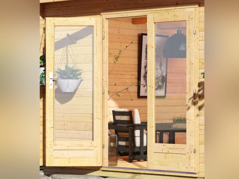 Karibu Saunahaus Mainburg 1 Set A naturbelassen -9kW Ofen ext. Strg