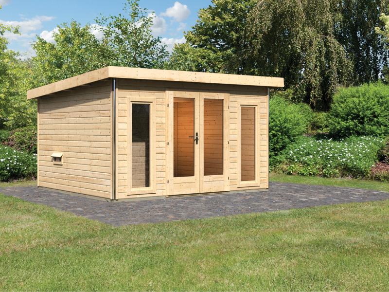 Karibu Saunahaus Mainburg 2 Set A ohne Ofen naturbelassen