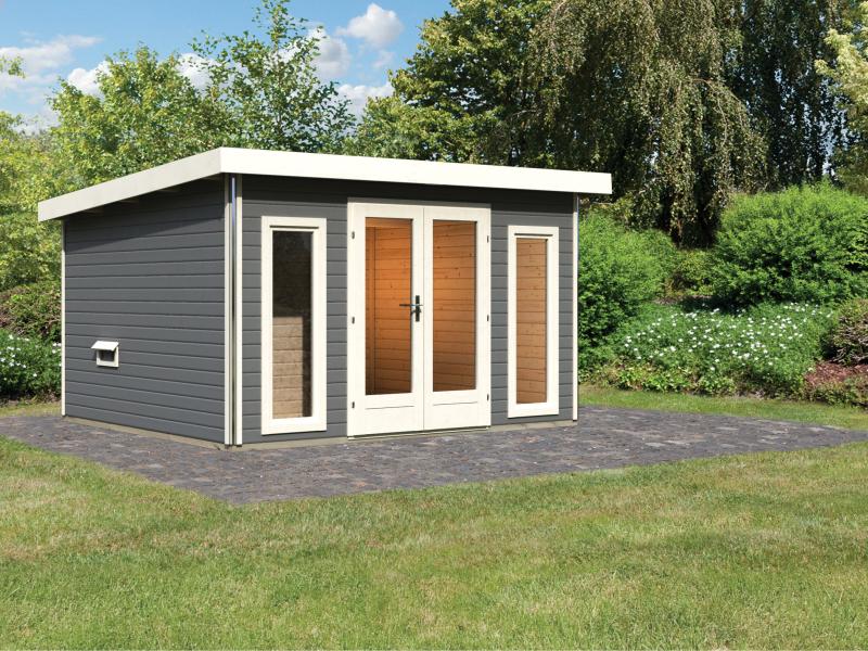 Karibu Saunahaus Mainburg 2 Set B ohne Ofen terragrau