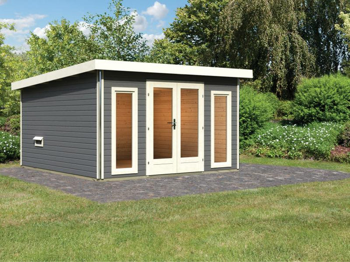 Karibu Saunahaus Mainburg 3 Set A ohne Ofen terragrau