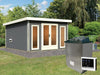 Karibu Saunahaus Mainburg 3 Set B terragrau- 9 kW Ofen ext. Strg