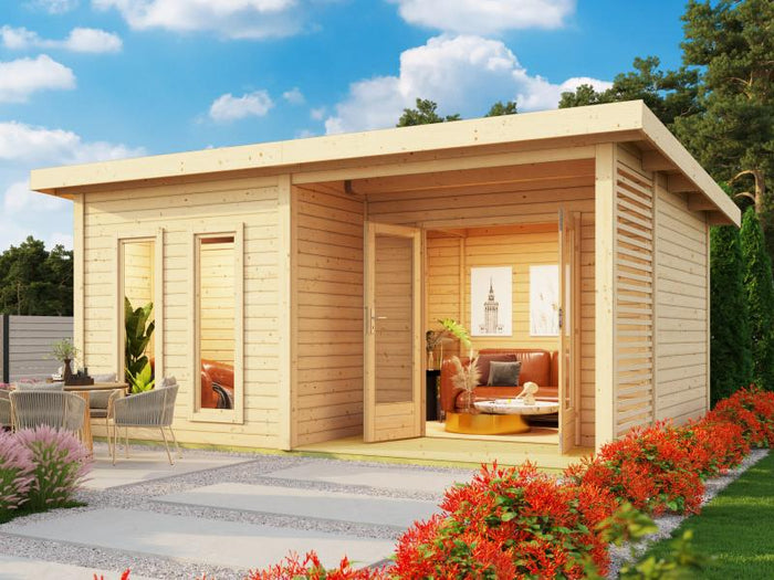 Karibu Saunahaus Mainburg 5 Set A ohne Ofen naturbelassen