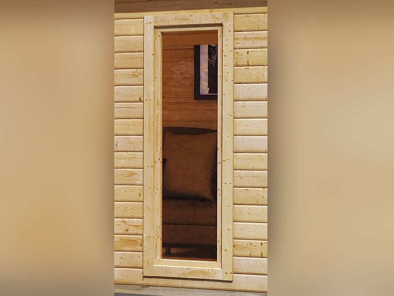 Karibu Saunahaus Mainburg 5 Set B naturbelassen- 9 kW Ofen ext. Strg