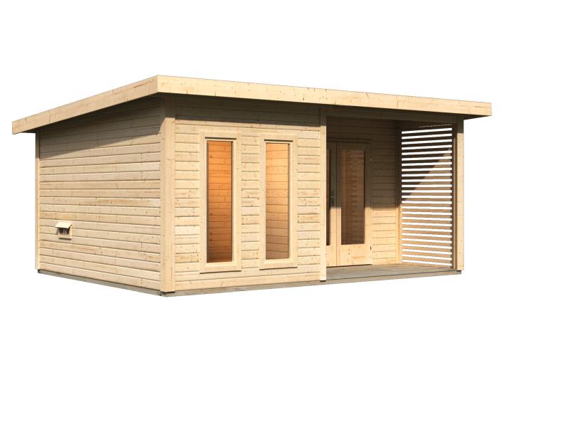 Karibu Saunahaus Mainburg 5 Set B ohne Ofen naturbelassen