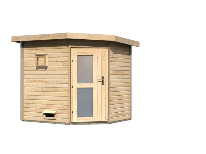 Karibu Saunahaus Mikka 38 mm- ohne Ofen- Milchglastür