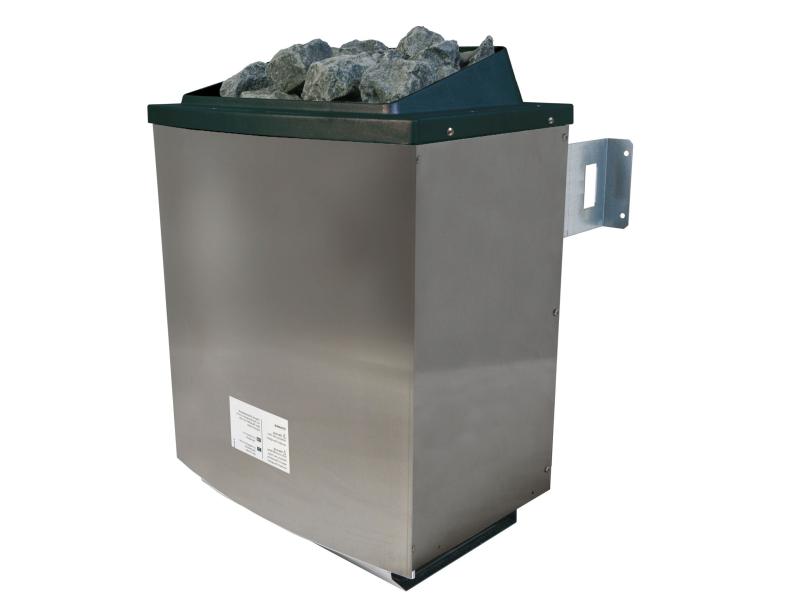 Karibu Saunahaus Mikka 38 mm -terragrau- inkl. 9 kW Ofen ext. Steuerung -klassische Tür-