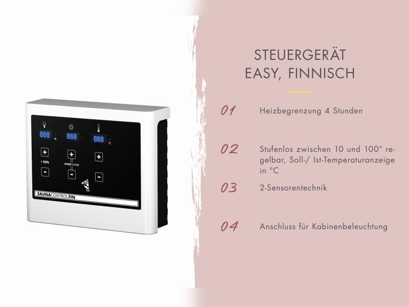 Karibu Saunahaus Miramar natur, inkl. 9 kW Ofen ext. Steuerung, inkl. Vorraum, 73 mm