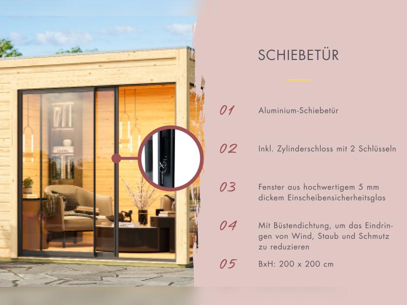 Karibu Saunahaus Miramar natur, inkl. 9 kW Ofen ext. Steuerung, inkl. Vorraum, 73 mm