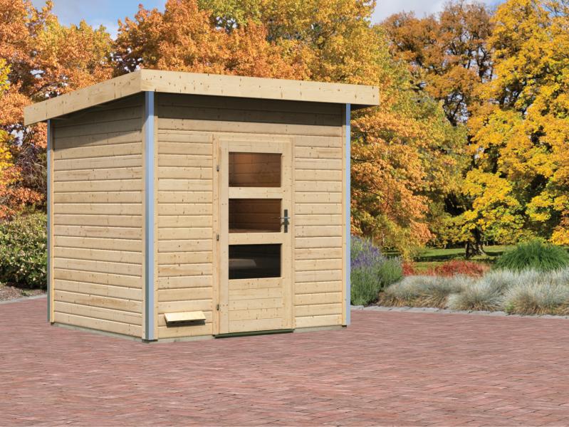 Karibu Saunahaus Norge 38 mm- ohne Ofen- moderne Tür