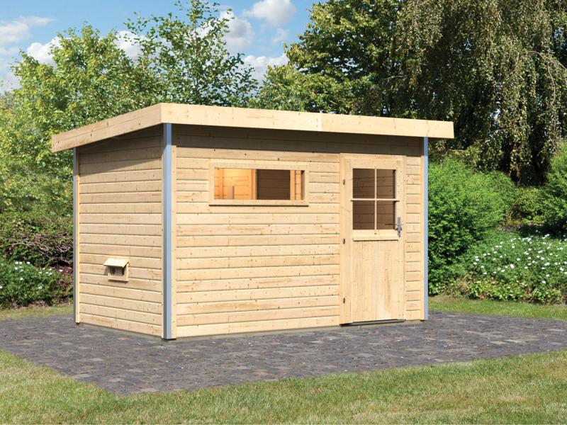 Karibu Saunahaus Skrollan 1 38 mm- ohne Ofen- klassische Tür