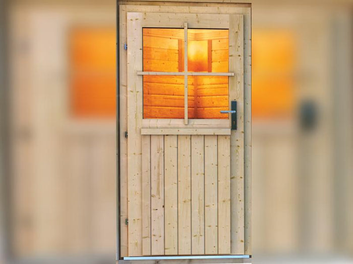 Karibu Saunahaus Skrollan 1 inkl. 9 kW Ofen ext. Steuerung- klassische Tür