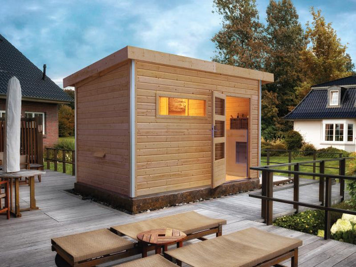 Karibu Saunahaus Skrollan 2 38 mm- ohne Ofen- moderne Tür