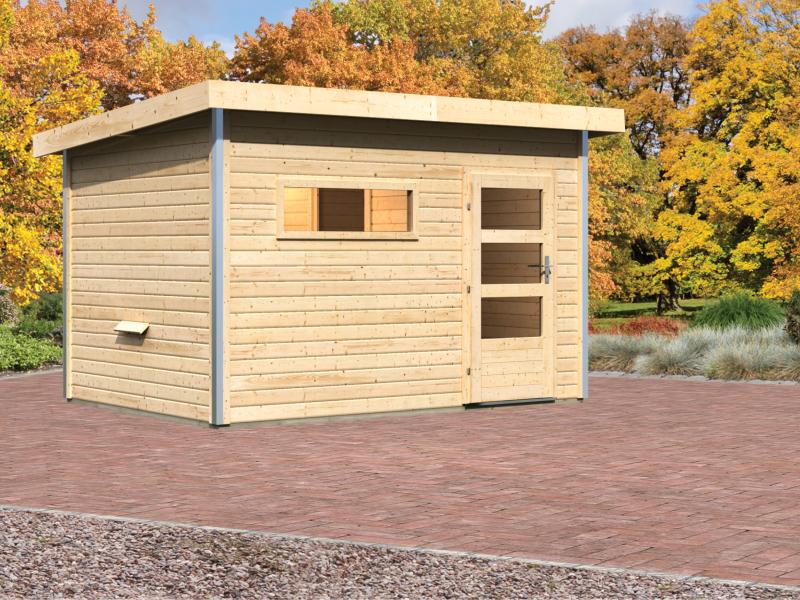 Karibu Saunahaus Skrollan 2 38 mm- ohne Ofen- moderne Tür