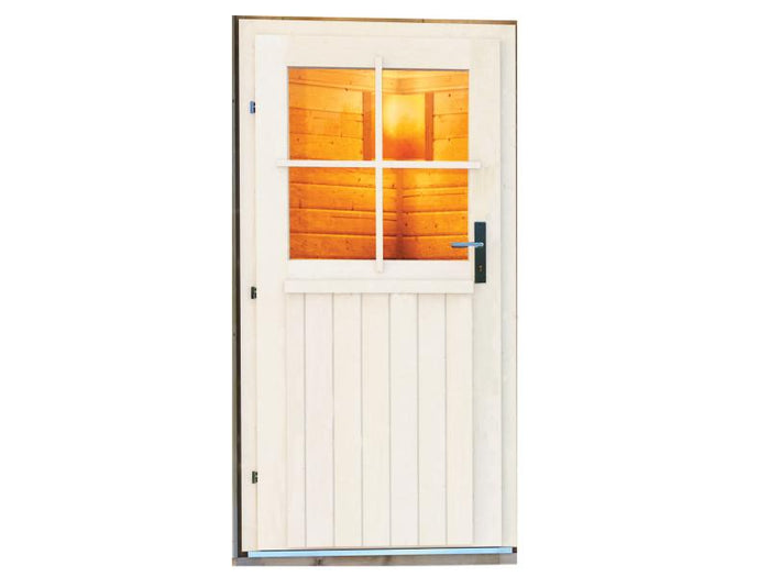 Karibu Saunahaus Skrollan 2 in terragrau- 9 kW Ofen ext. Steuerung- klassische Tür