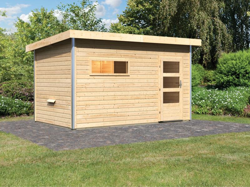 Karibu Saunahaus Skrollan 3 38 mm- ohne Ofen- moderne Tür